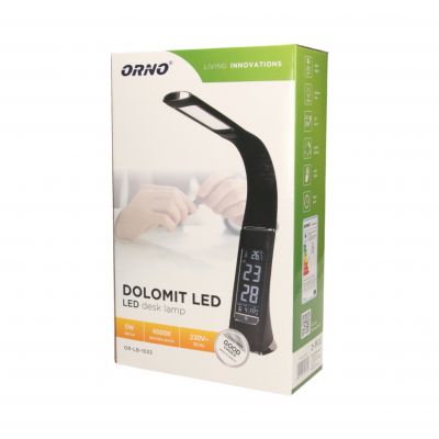 Lampka biurkowa z budzikiem DOLOMIT LED 5W, 300lm, 4000K, czarna, OR-LB-1533/B ORNO (OR-LB-1533/B)