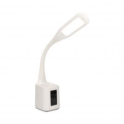 Lampka biurkowa z pojemnikiem na długopisy LED 6W,budzikiem, 200lm, 4000K, biała KORAL OR-LB-1534 ORNO (OR-LB-1534)