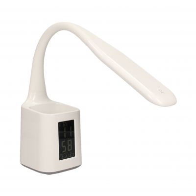 Lampka biurkowa z pojemnikiem na długopisy LED 6W,budzikiem, 200lm, 4000K, biała KORAL OR-LB-1534 ORNO (OR-LB-1534)