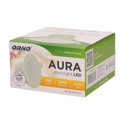 Oprawa AURA LED, podtynkowa downlight 10W, 4000K, biała OR-OD-6049WLX3 ORNO (OR-OD-6049WLX3)