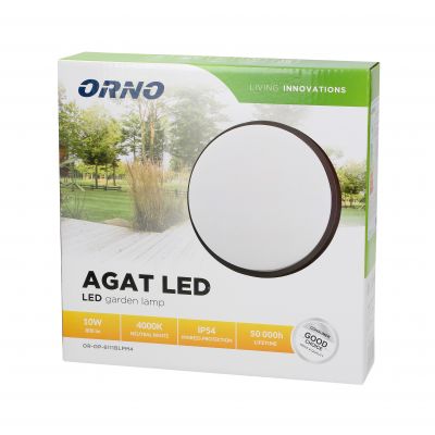 AGAT LED 10W, oprawa ogrodowa, 800lm, IP54, 4000K, czarna OR-OP-6111BLPM4 ORNO (OR-OP-6111BLPM4)