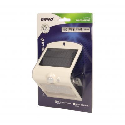SILOE LED 1,5W, lampa solarna z czujnikiem ruchu 120st, 190lm, IP65, 4000K, 1200mAh, podwójne źródło światła, biała OR-SL-6083WLR4 ORNO (OR-SL-6083WLR4)