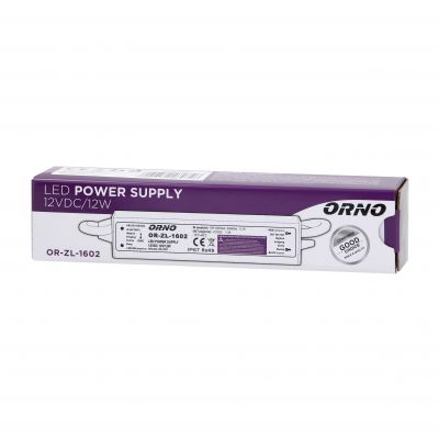 Zasilacz do oświetlenia LED 90-265V AC/12V DC 12W IP67 OR-ZL-1602 ORNO (OR-ZL-1602)