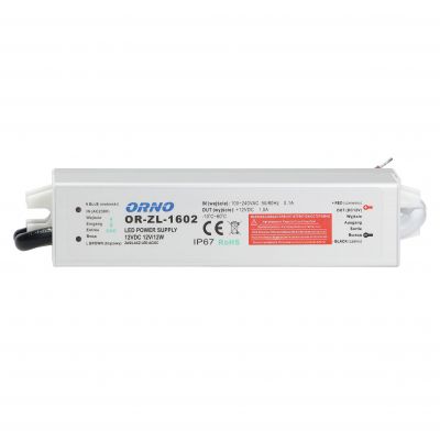 Zasilacz do oświetlenia LED 90-265V AC/12V DC 12W IP67 OR-ZL-1602 ORNO (OR-ZL-1602)