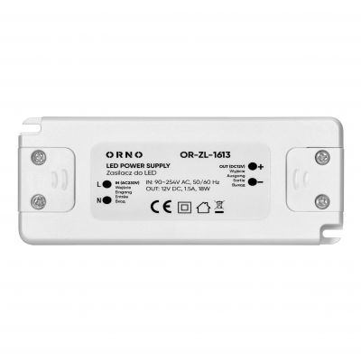Zasilacz LED 12V DC 18W 1,5A IP20 OR-ZL-1613 ORNO (OR-ZL-1613)