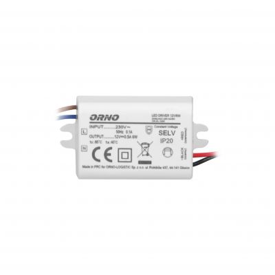 Zasilacz MINI do LED do puszki 12VDC 6W, IP20, 55/29,5/22mm OR-ZL-1629 ORNO (OR-ZL-1629)