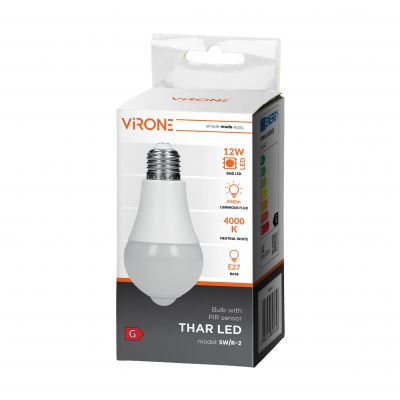 THAR LED PIR 12W A60, żarówka z PIR 12W, 850lm, 4000K SW/R-2 ORNO (SW/R-2)