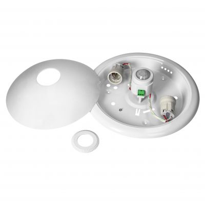 ROVO PC plafon oświetleniowy z czujnikiem ruchu 360st, 2x40W, E27 IP20 policarbon mleczny CL/2xE27R-2 ORNO (CL/2xE27R-2)