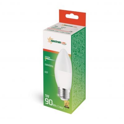 Żarówka LED ŚWIECOWA E27 230V 1W 90lm 3000K ciepła biel  WOJ+14454 Spectrum Led (WOJ+14454)