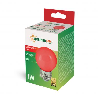 Żarówka LED KULKA E27 1W czerwona  (WOJ+11795)