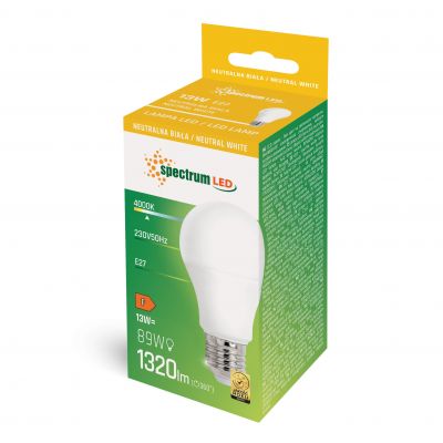 Żarówka LED E27 13W 1250lm 4000K neutralna  Spectrum (WOJ+14102)