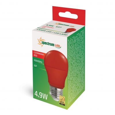 LED GLS E-27 230V 4.9W RED  WOJ+14605 Spectrum Led (WOJ+14605)