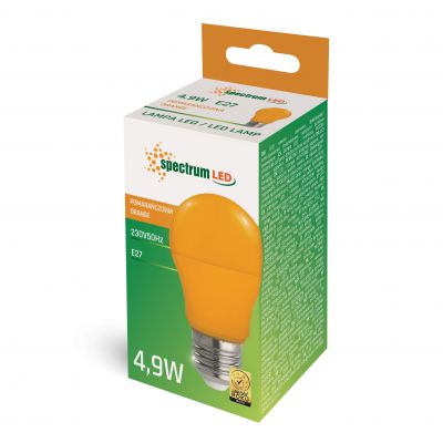 LED GLS E-27 230V 4.9W ORANGE  WOJ+14609 Spectrum Led (WOJ+14609)