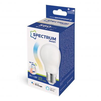 Żarówka LED Wi-Fi ściemnialna 5W COG E27 CCT DIMM Milky SMART WOJ+14419 SMART Spectrum (WOJ+14419)