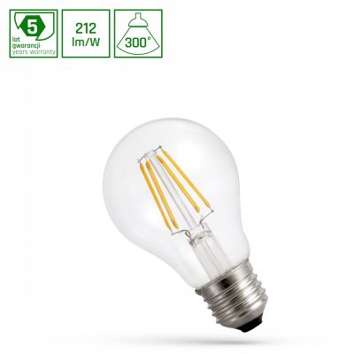 LED GLS E-27 230V 3,8W COG A-CLASS WW CLEAR 5 lat gwarancji WOJ+14639 Spectrum Led (WOJ+14639)