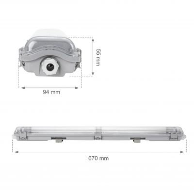 Oprawa hermetyczna pod tuby LED 2x60cm 230V IP65  SLI028014_SLIM Spectrum Led (SLI028014_SLIM)