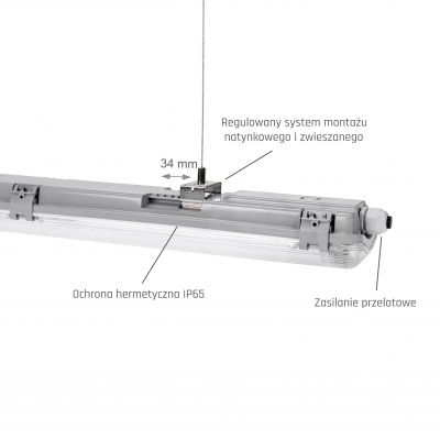 Oprawa hermetyczna pod tuby LED 2x60cm 230V IP65  SLI028014_SLIM Spectrum Led (SLI028014_SLIM)