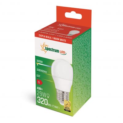 Żarówka LED E27 230V 4W kula 320lm ciepła  WOJ13032 Spectrum Led (WOJ13032)