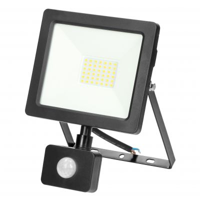 ALLED 30W Naświetlacz LED z PIR, 2400lm, IP44, 4000K, Alu+szkło FL/R-2 ORNO (FL/R-2)