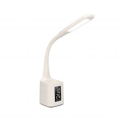 Lampka biurkowa z pojemnikiem na długopisy LED 6W,budzikiem, 200lm, 4000K, biała KORAL OR-LB-1534 ORNO (OR-LB-1534)