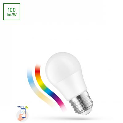 Żarówka LED Wi-Fi ściemnialna kulka 5W E27 BT RGBW CCT DIMM SMART WOJ+14515 SMART  WOJ+14515 Spectrum Led (WOJ+14515)