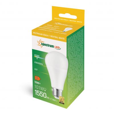 Żarówka LED E27 15W 1550lm 4000K neutralna  WOJ+14262 Spectrum Led (WOJ+14262)