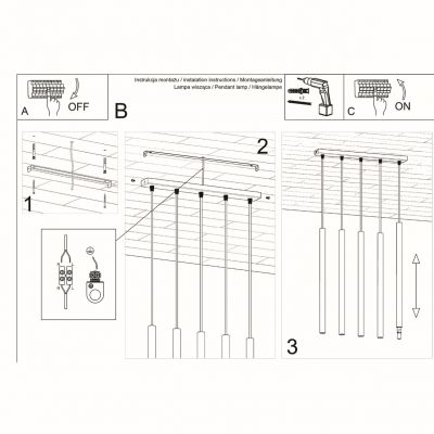 Sollux lampa wisząca Pastelo 5 czarna SL.0472 (SL.0472)