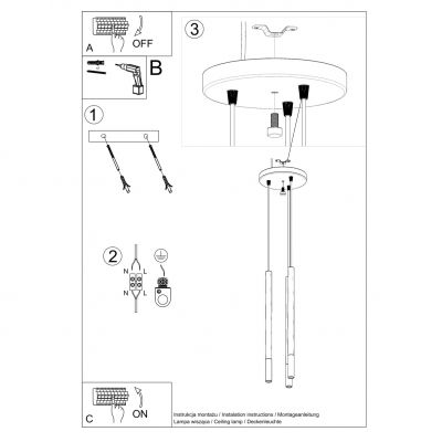 LAMPA Wisząca Tuba MOZAICA 3 Czarna SOLLUX SL.0893 (SL.0893)