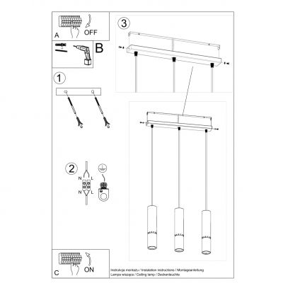 Sollux Lampa wisząca Loopez 3L czarny/złoty SL.0954 (SL.0954)