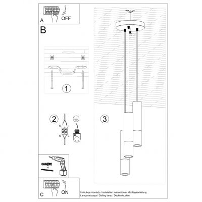 Sollux Lampa wisząca Loopez 3P czarny/złoty SL.0955 (SL.0955)