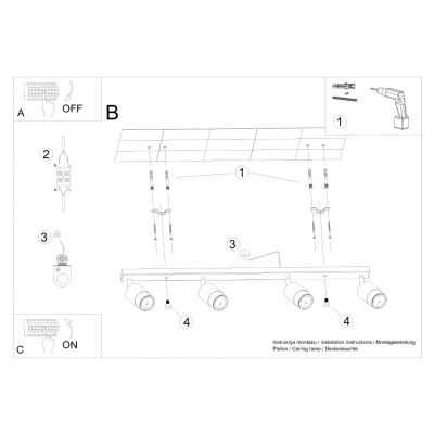 Lampa Plafon NERO 4 czarny/chrom SUFITOWA (SL.1067)