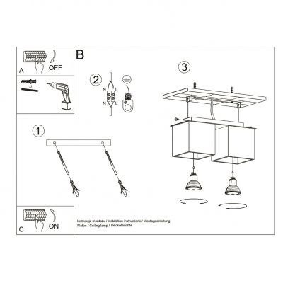 Sollux Plafon QUAD 2 szary SL.0064 (SL.0064)