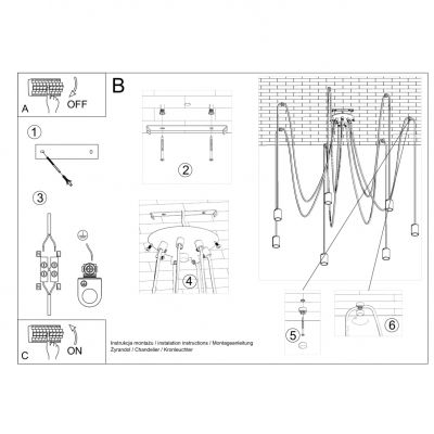 Sollux Żyrandol EDISON 7 czarny SL.0372 (SL.0372)