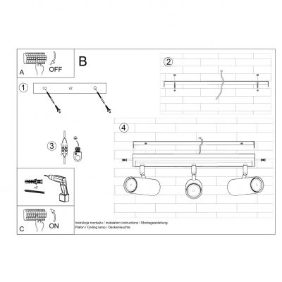 Sollux Plafon DIREZIONE 3 czarny SL.0501 (SL.0501)