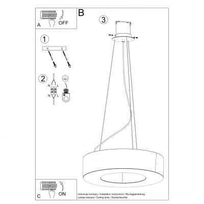 Sollux Żyrandol SATURNO SLIM 50 czarny SL.0750 (SL.0750)