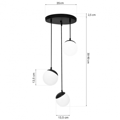 Milagro lampa wisząca Sfera Black 3xE14 MLP8868 (MLP8868)