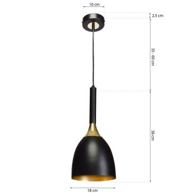 MILAGRO Lampa wisząca CLARK BLACK/GOLD 1xE27 (MLP6221)