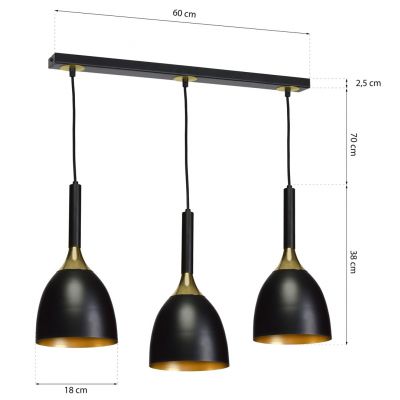 Milagro lampa wisząca Clark 3xE27 czarno/złota MLP6222 (MLP6222)