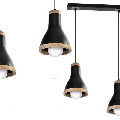 MILAGRO Lampa wisząca HOLLY BLACK / WOOD 3xE27 60W (MLP6256)