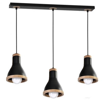 MILAGRO Lampa wisząca HOLLY BLACK / WOOD 3xE27 60W (MLP6256)