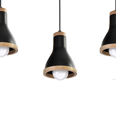 MILAGRO Lampa wisząca HOLLY BLACK / WOOD 3xE27 60W (MLP6256)