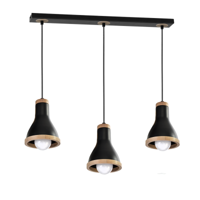 MILAGRO Lampa wisząca HOLLY BLACK / WOOD 3xE27 60W (MLP6256)