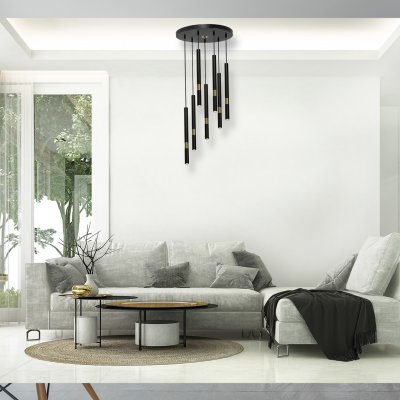 MILAGRO Lampa wisząca MONZA BLACK/GOLD 7xG9 8W (MLP6385)