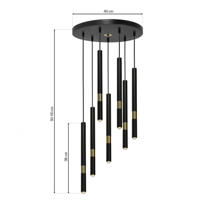 MILAGRO Lampa wisząca MONZA BLACK/GOLD 7xG9 8W (MLP6385)