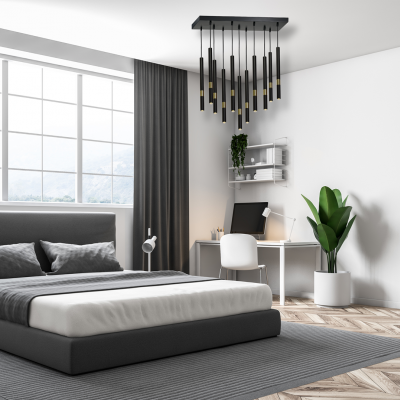 MILAGRO Lampa wisząca MONZA BLACK/GOLD 11xG9 8W (MLP6386)