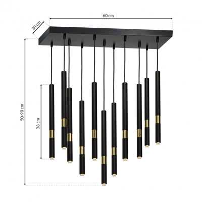 MILAGRO Lampa wisząca MONZA BLACK/GOLD 11xG9 8W (MLP6386)
