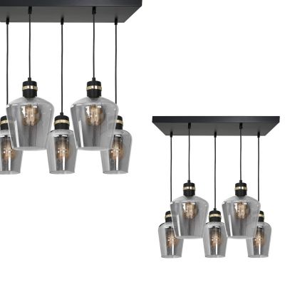 MILAGRO Lampa wisząca RICHMOND BLACK / GOLD 5xE27  Prostokąt (MLP6543)