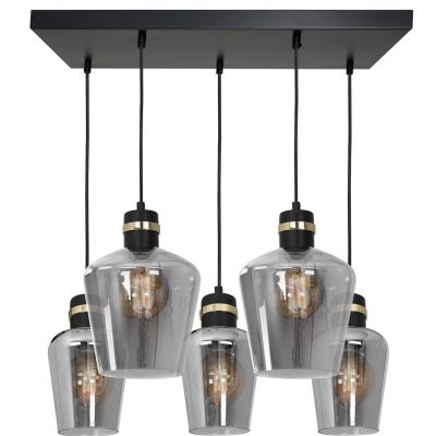 MILAGRO Lampa wisząca RICHMOND BLACK / GOLD 5xE27  Prostokąt (MLP6543)