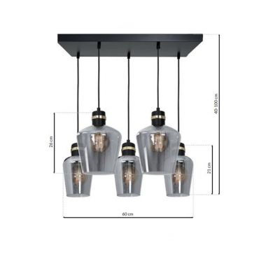 MILAGRO Lampa wisząca RICHMOND BLACK / GOLD 5xE27  Prostokąt (MLP6543)