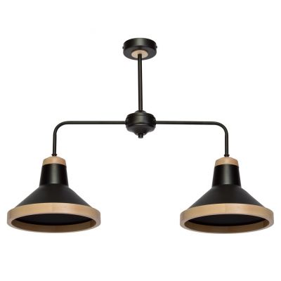 MILAGRO Lampa sufitowa SALMA BLACK / WOOD 2xE27 (MLP6296)